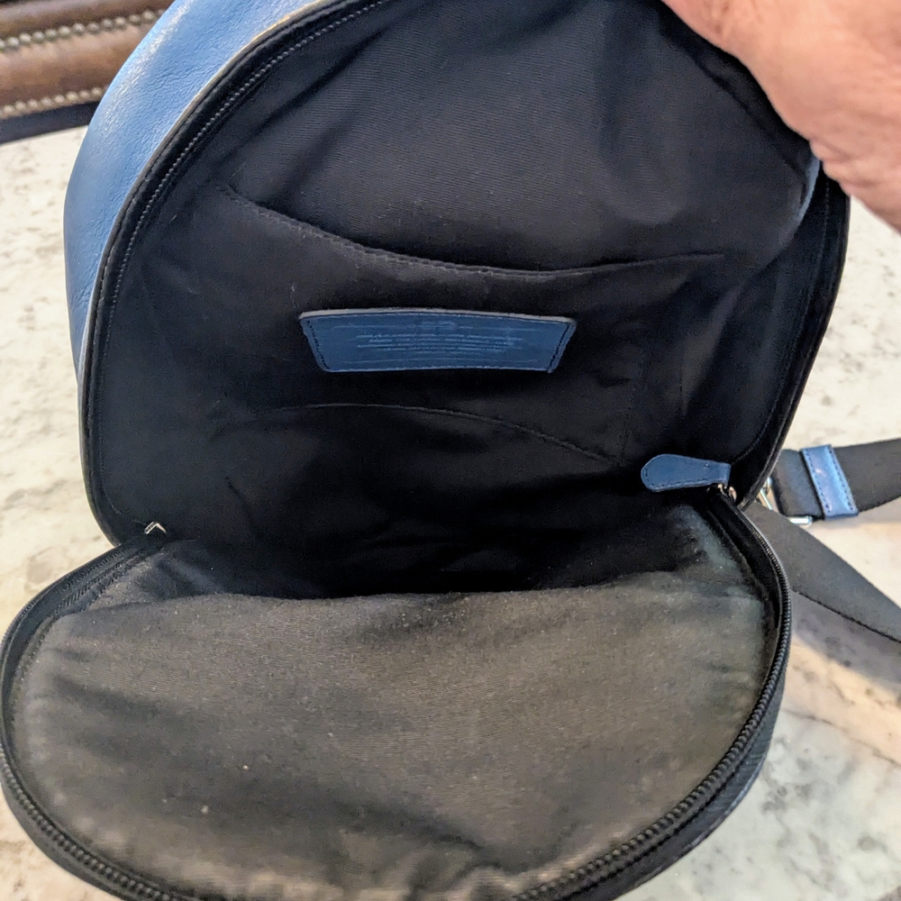 Coach Signature Leather/PVC 500 Blue Silvermetal Sling Bag - Picture 8 of 9
